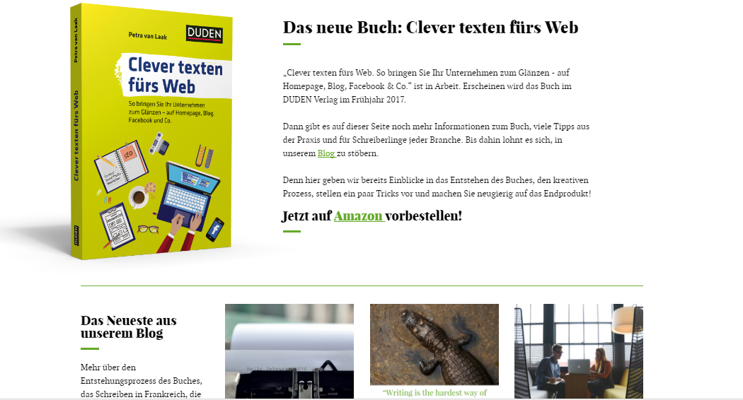 Screenshot Webseite und Blog Clever texten fürs Web